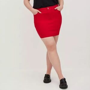Torrid Plus Size Ruby Red Denim Mini Skirt Size 20